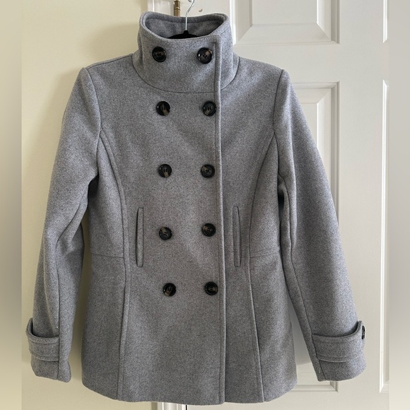 Thread & Supply Double Breasted Peacoat Light Grey Small - Picture 1 of 5